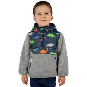 One Madison Boys Dinosaur Sherpa Jacket Gray